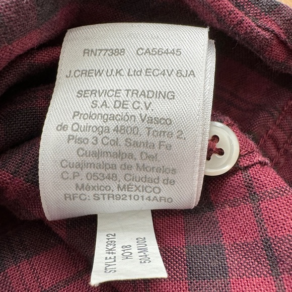 J Crew Plaid Oxford Button Up Red Black (Burgundy) Mens Medium - Picture 12 of 12